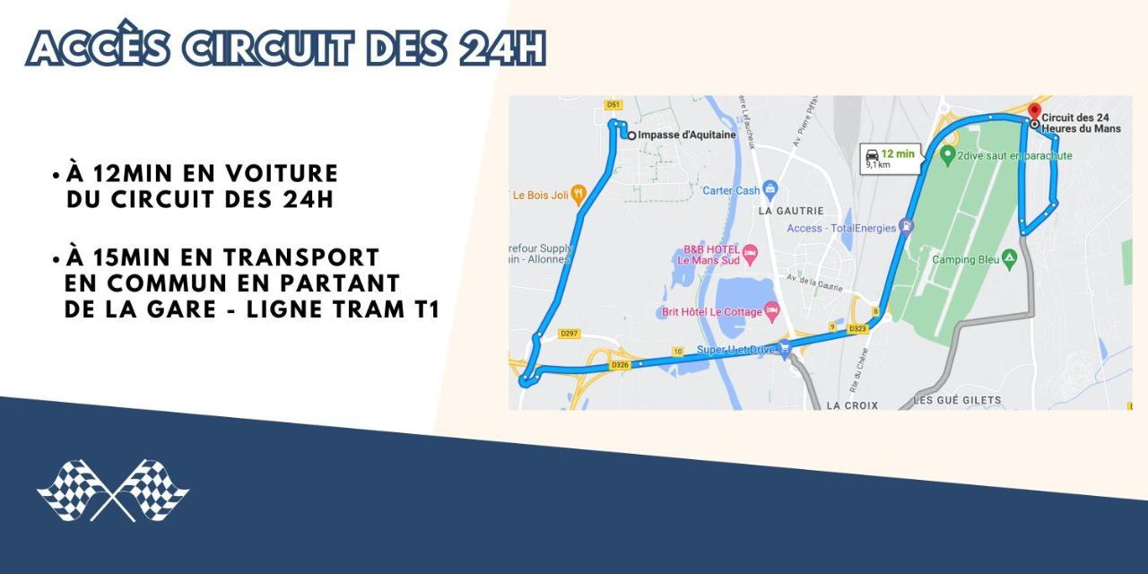 Appartement T3 Proche Circuit Du Mans Allonnes  Dış mekan fotoğraf