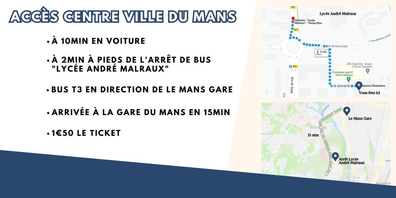 Appartement T3 Proche Circuit Du Mans Allonnes  Dış mekan fotoğraf